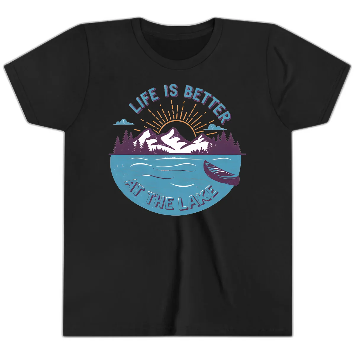 Life Is Better At The Lake Design Youth T-Shirt in Black