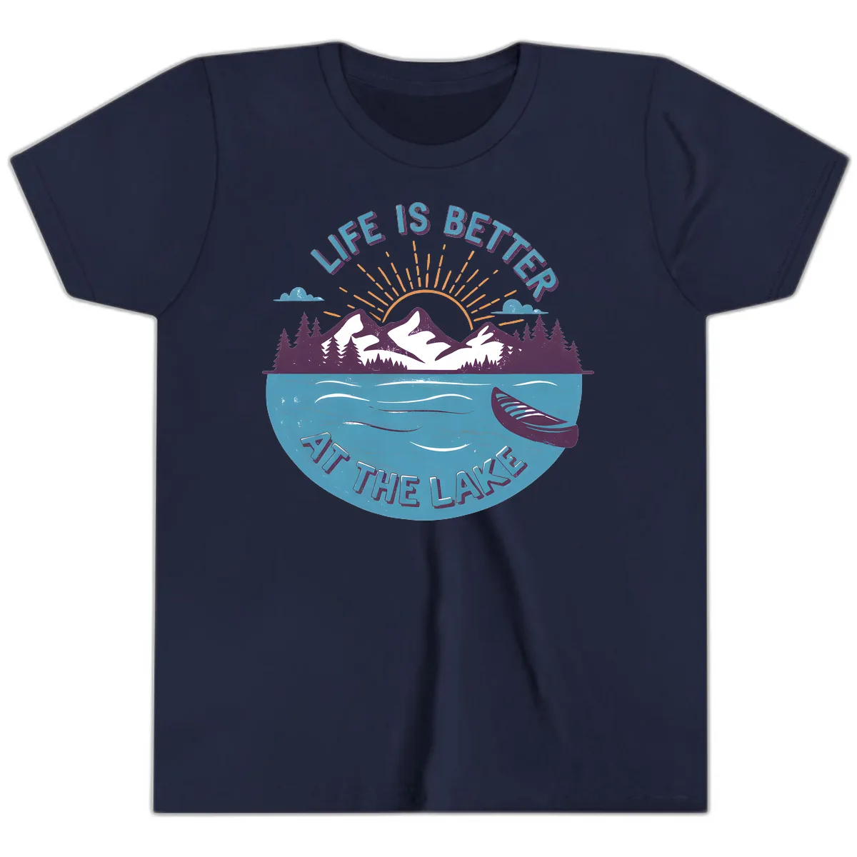 Life Is Better At The Lake Design Youth T-Shirt in Navy