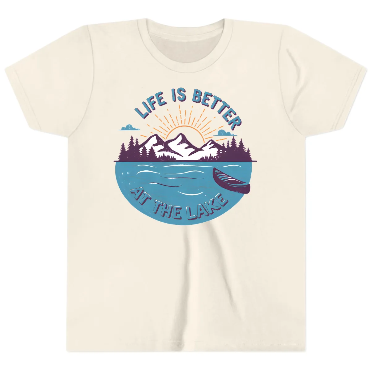 Life Is Better At The Lake Design Youth T-Shirt in Natural