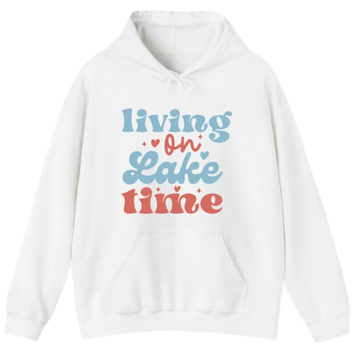 Living On Lake Time Design Hoodie in White
