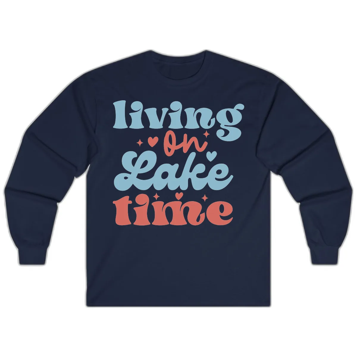 Living On Lake Time Design Long Sleeve in Navy