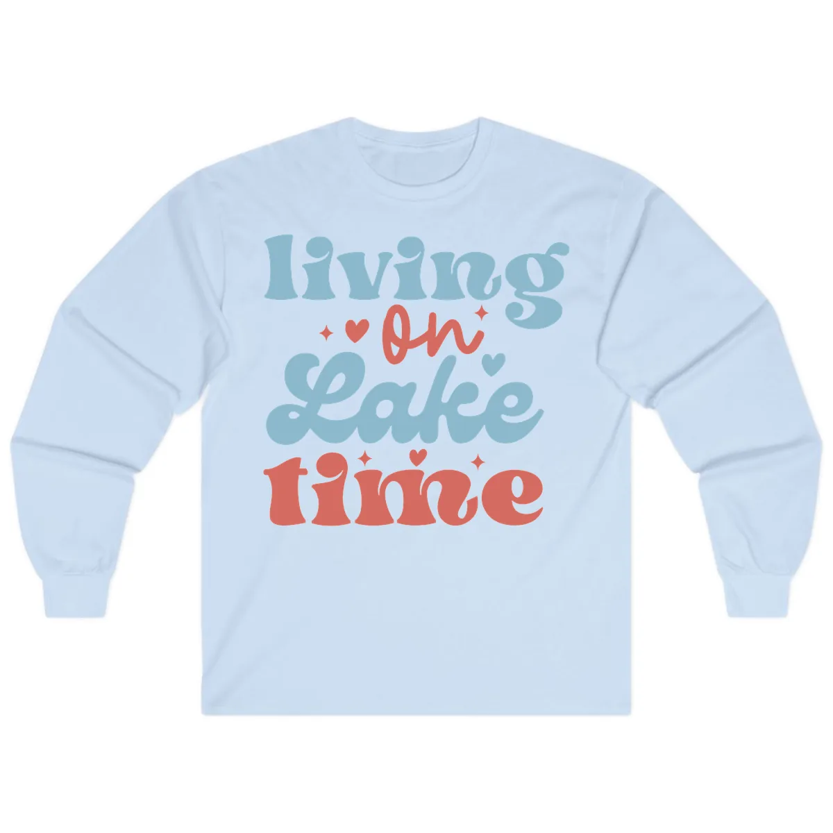 Living On Lake Time Design Long Sleeve in Light Blue