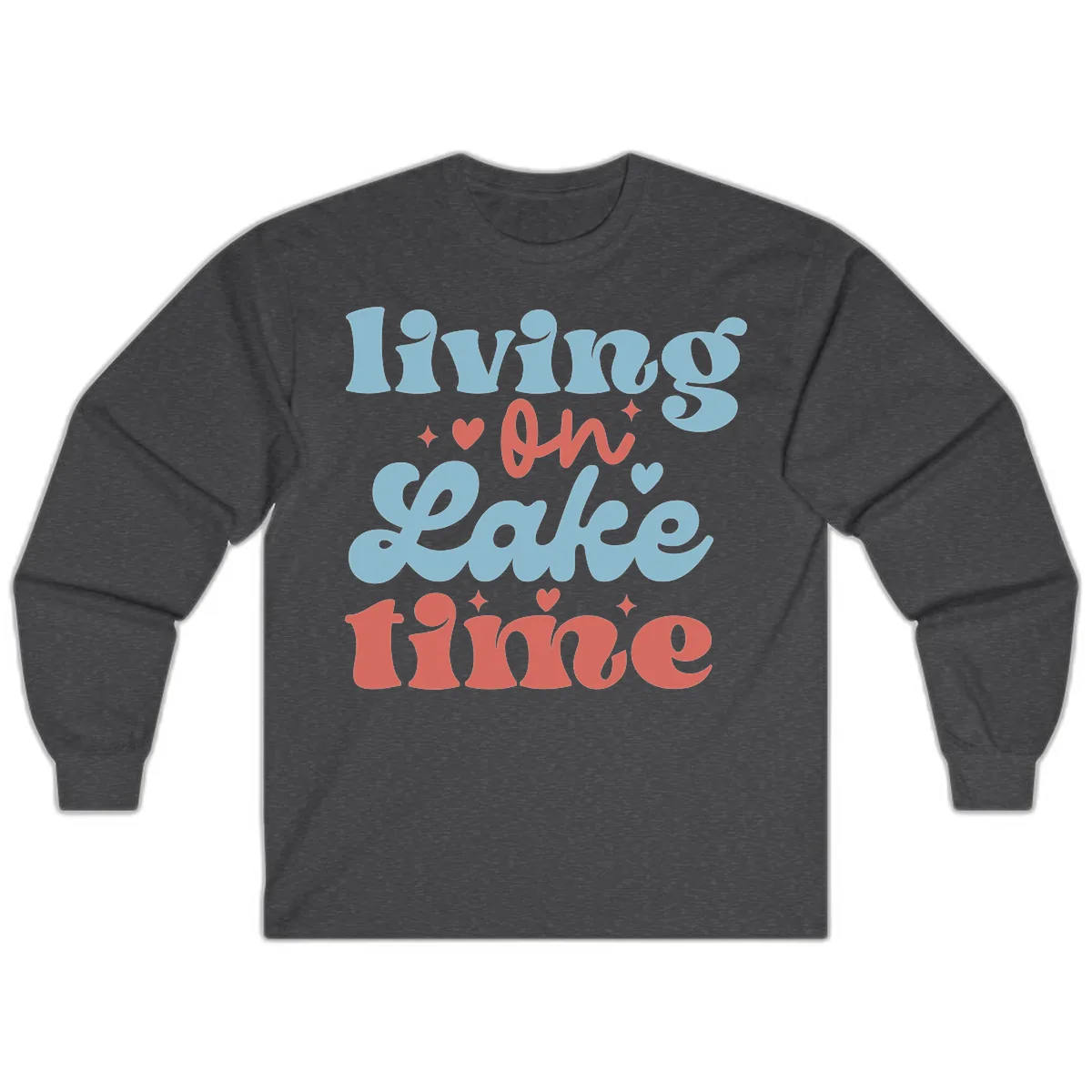 Living On Lake Time Design Long Sleeve in Dark Heather