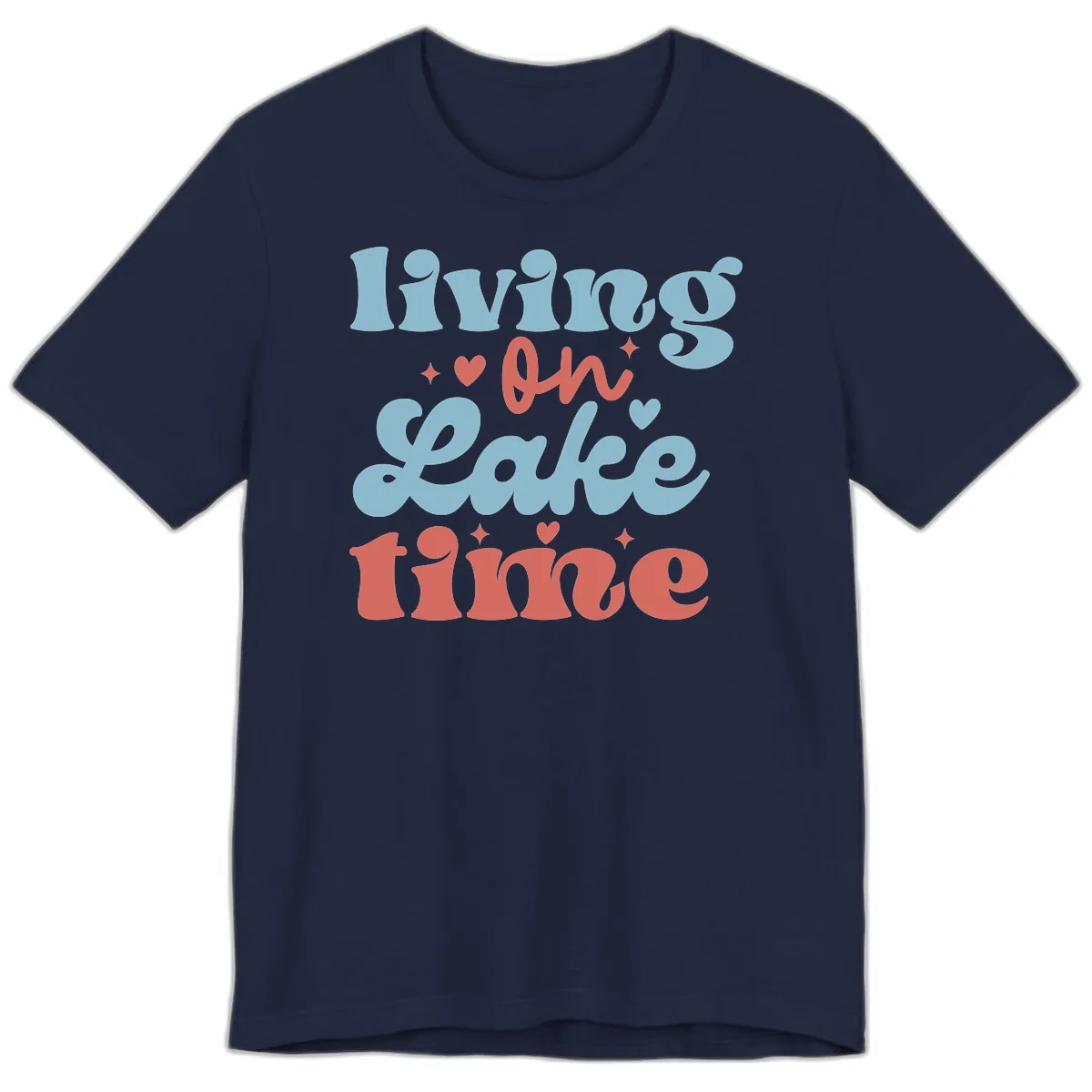 Living On Lake Time Design Premium T-Shirt in Navy
