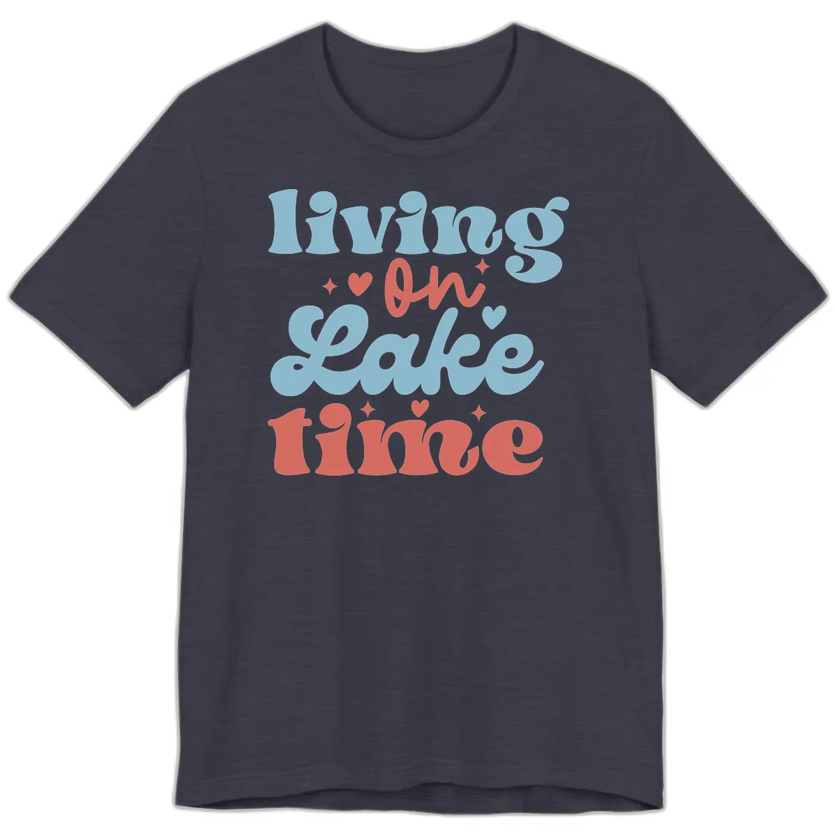 Living On Lake Time Design Premium T-Shirt in Heather Midnight Navy