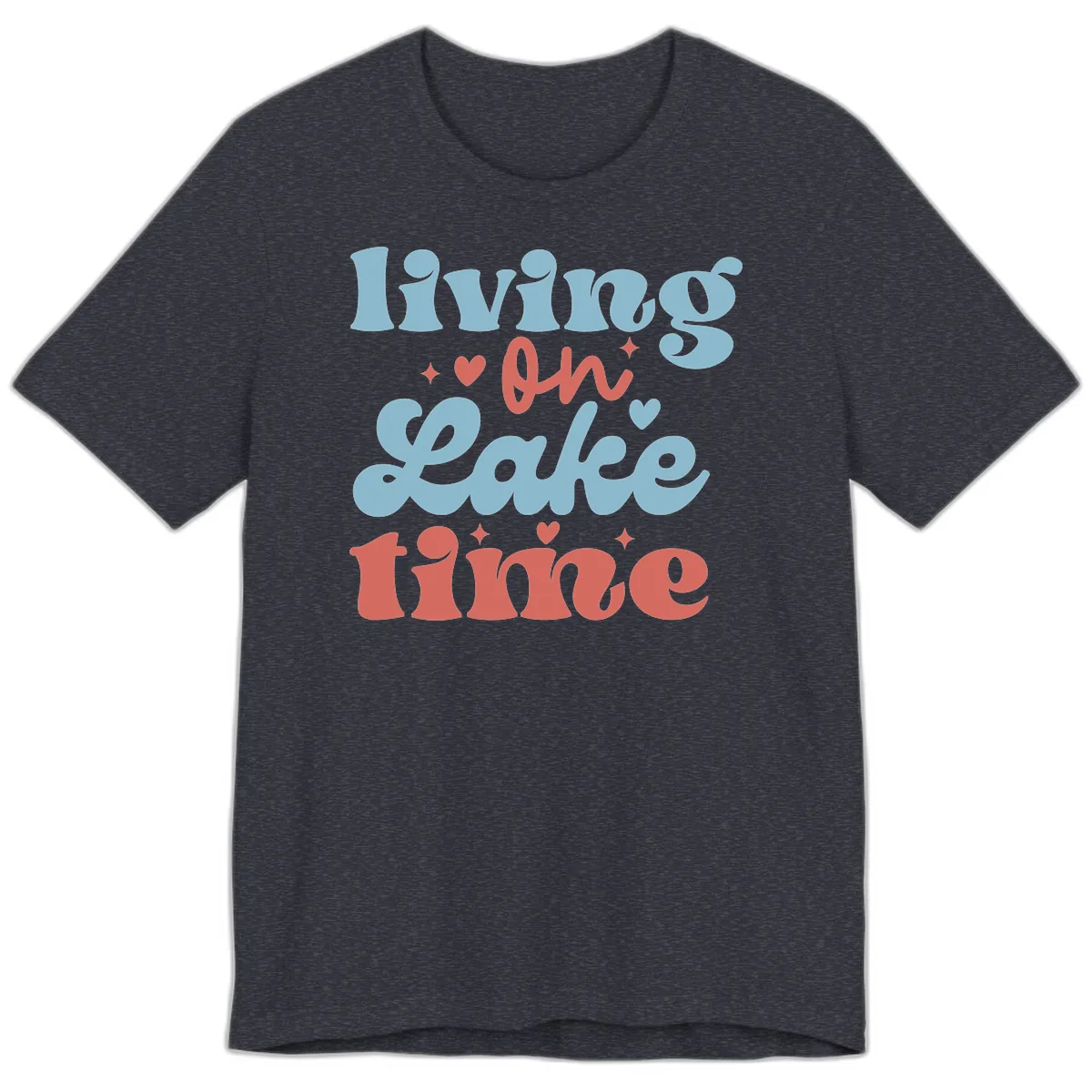Living On Lake Time Design Premium T-Shirt in Heather Navy