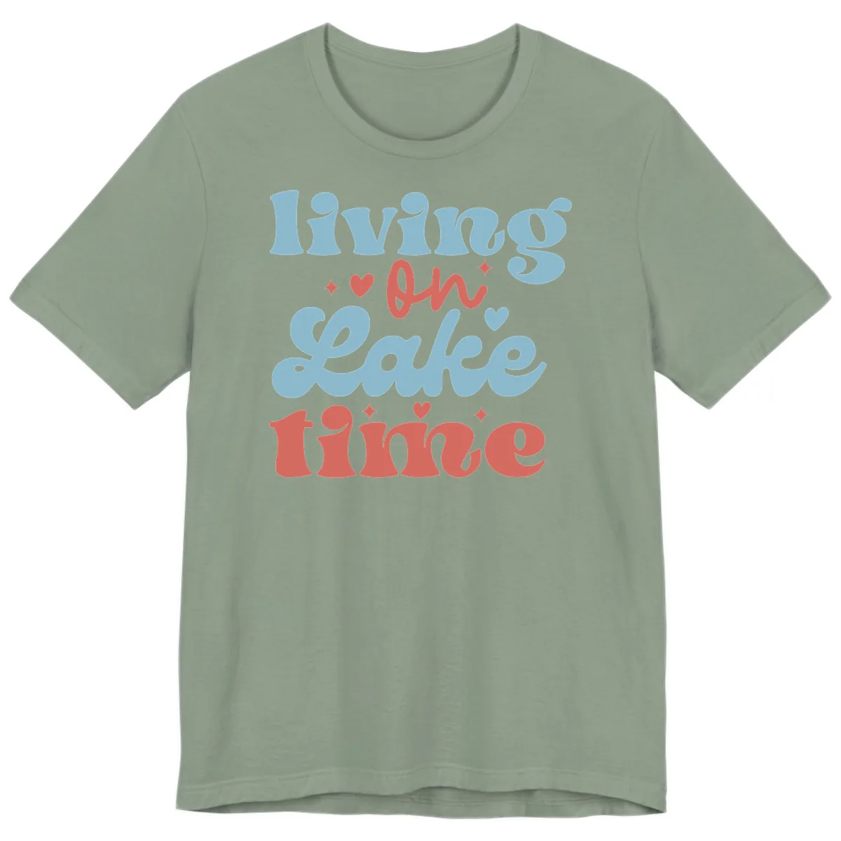 Living On Lake Time Design Premium T-Shirt in Sage