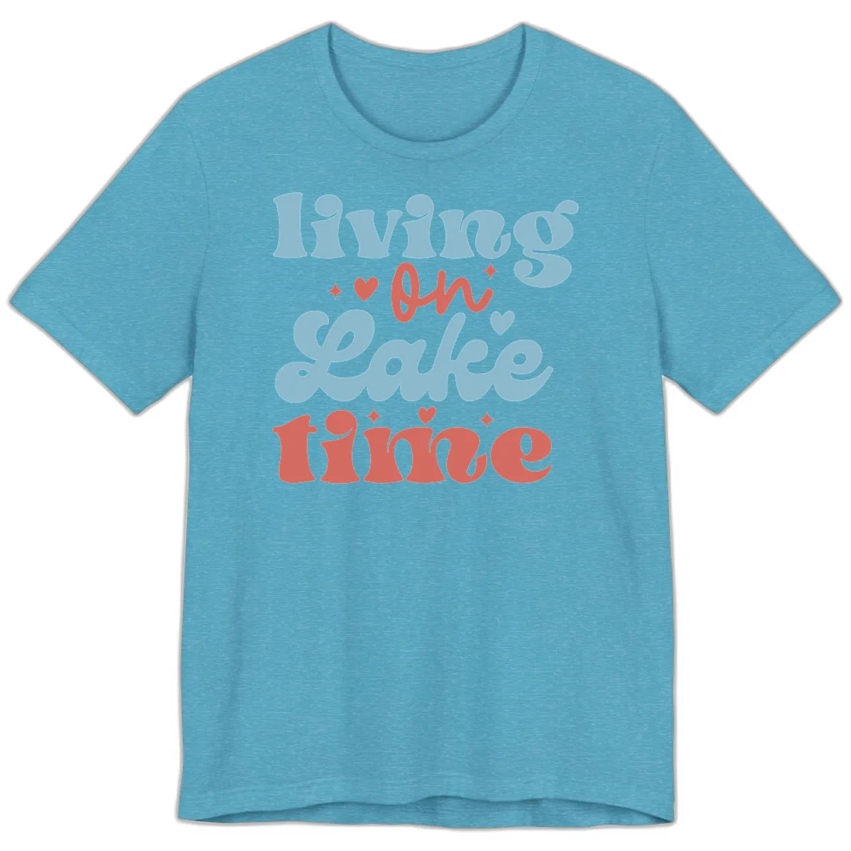 Living On Lake Time Design Premium T-Shirt in Heather Aqua
