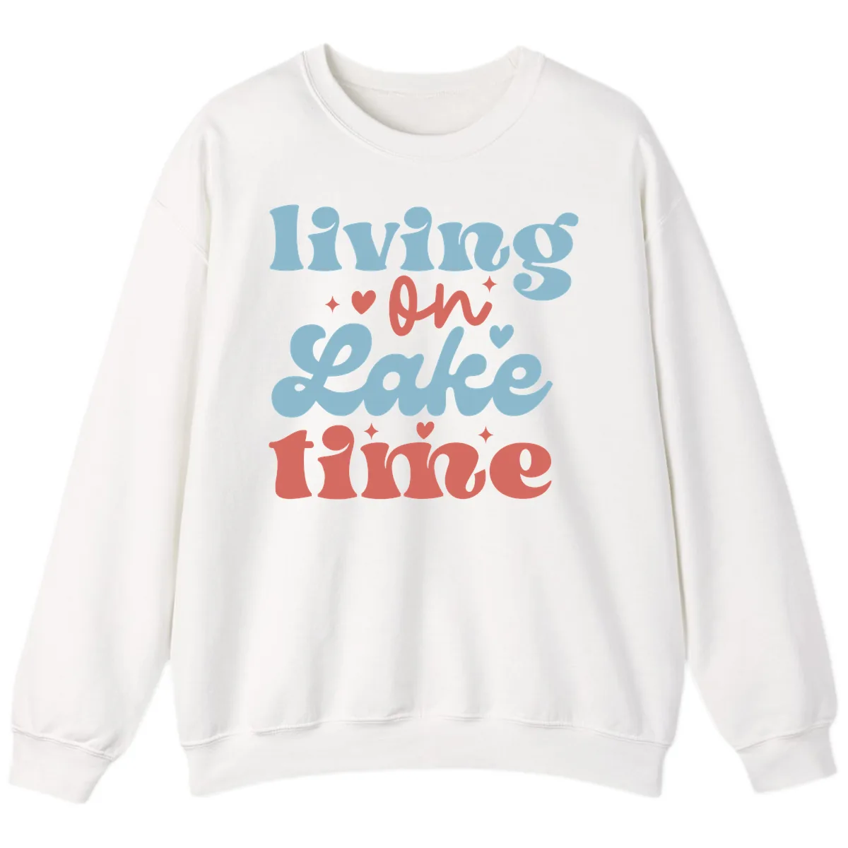 Living On Lake Time Design Sweatshirt in White