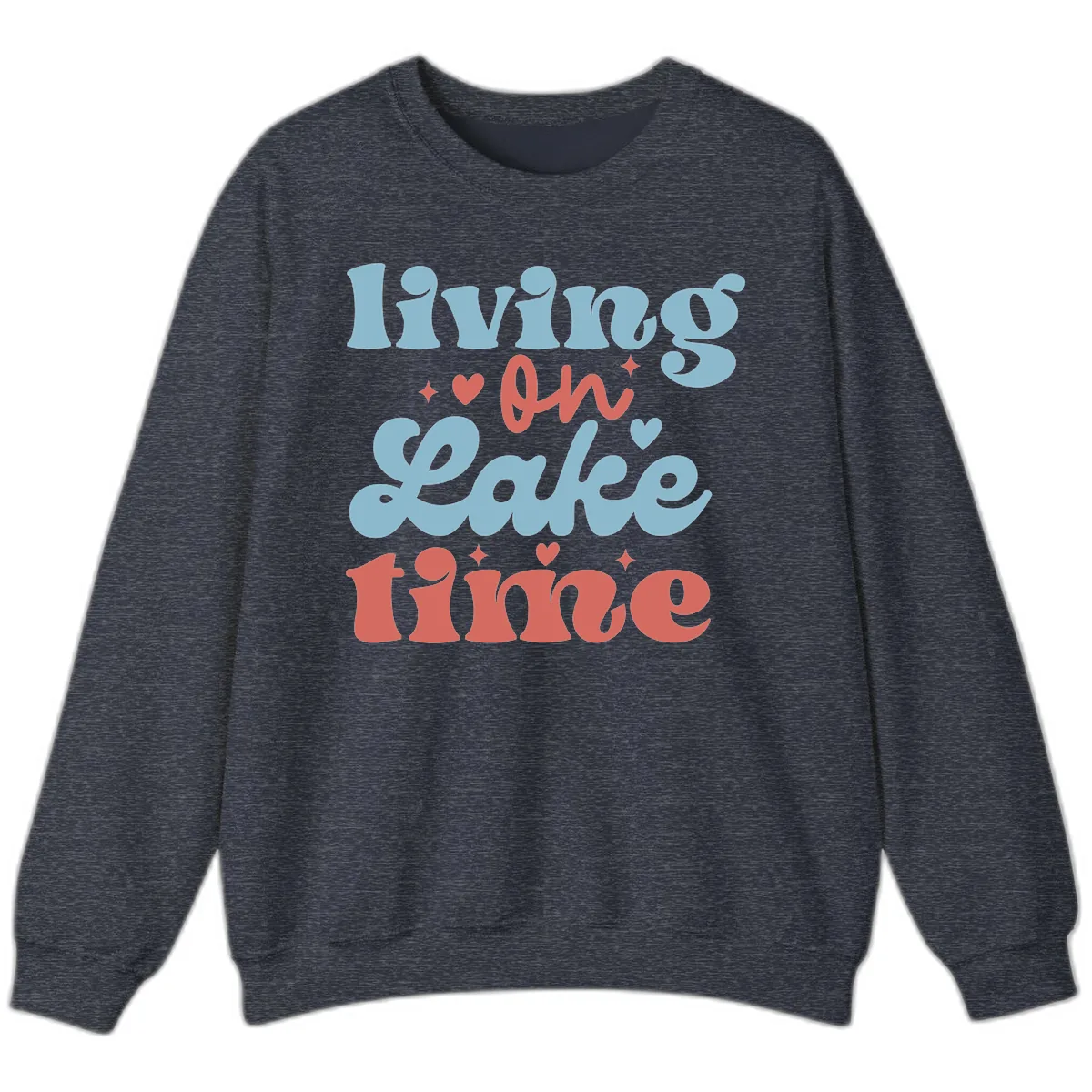 Living On Lake Time Design Sweatshirt in Heather Sport Dark Navy