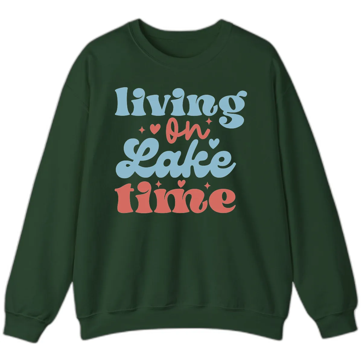 Living On Lake Time Design Sweatshirt in Forest Green
