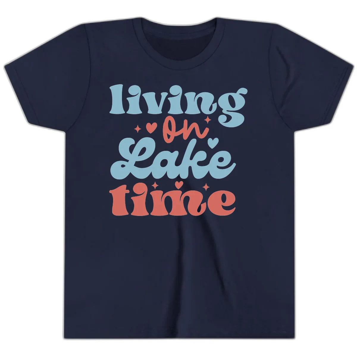 Living On Lake Time Design Youth T-Shirt in Navy