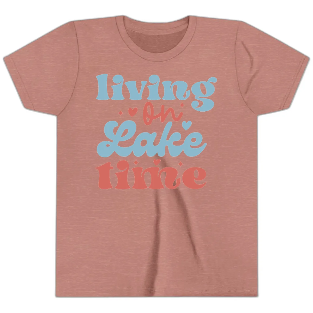 Living On Lake Time Design Youth T-Shirt in Heather Mauve
