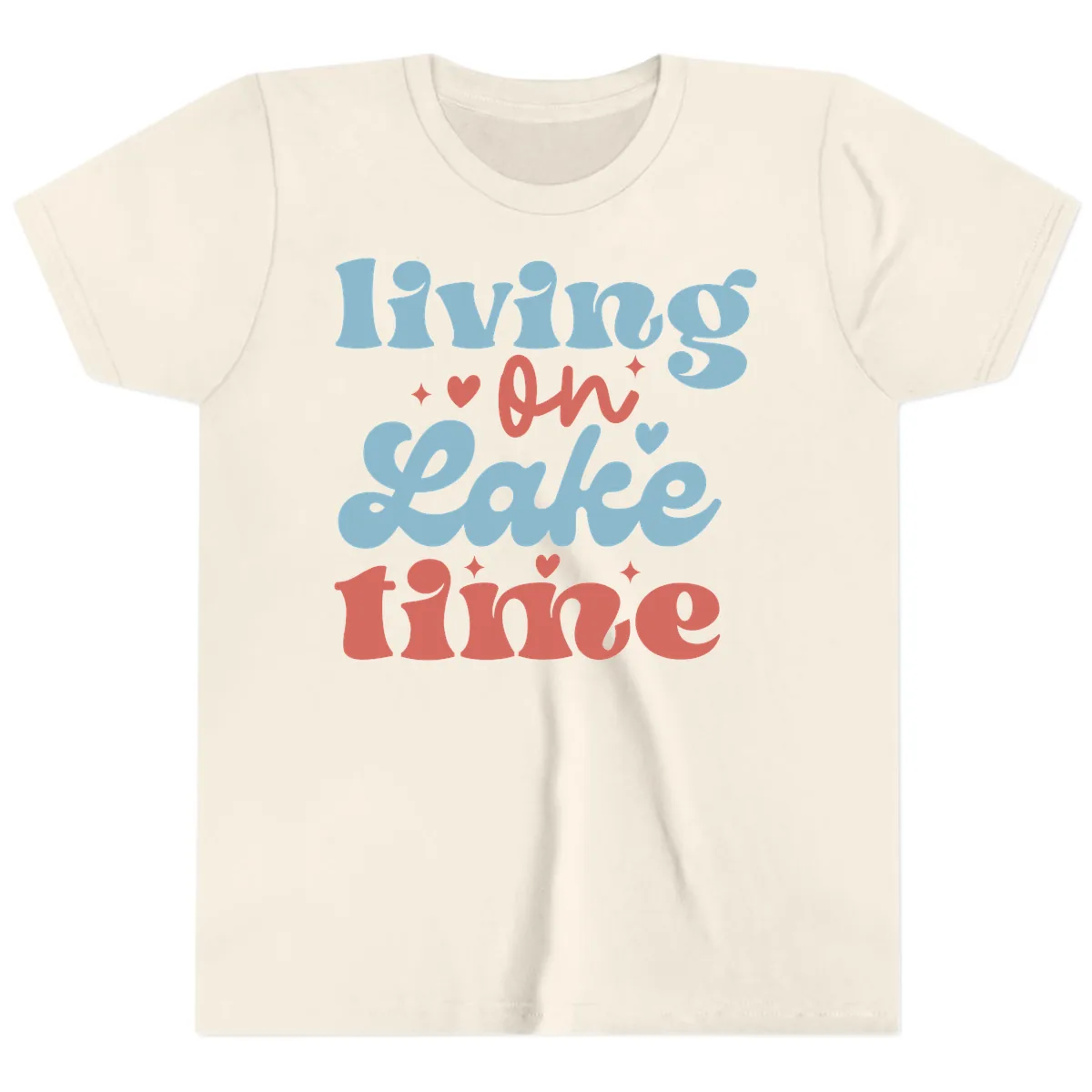 Living On Lake Time Design Youth T-Shirt in Natural