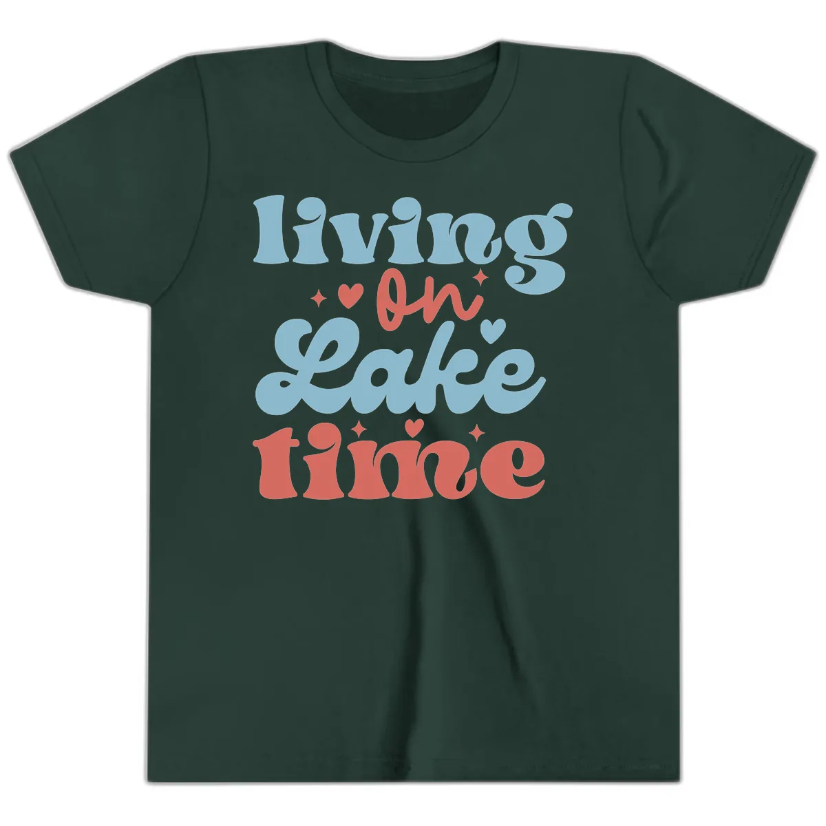 Living On Lake Time Design Youth T-Shirt in Forest