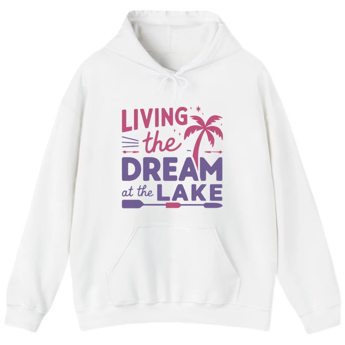 Living The Dream At The Lake Hoodie in White