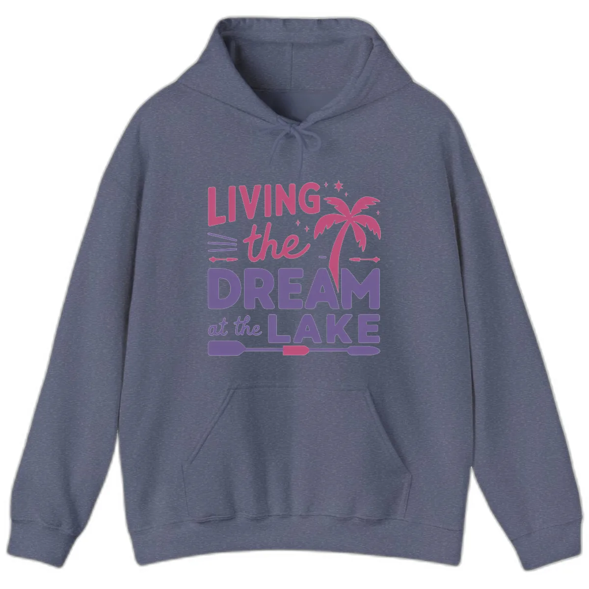 Living The Dream At The Lake Hoodie in Heather Navy