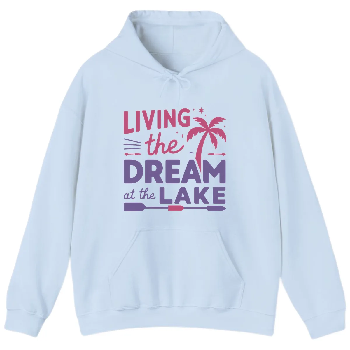 Living The Dream At The Lake Hoodie in Light Blue