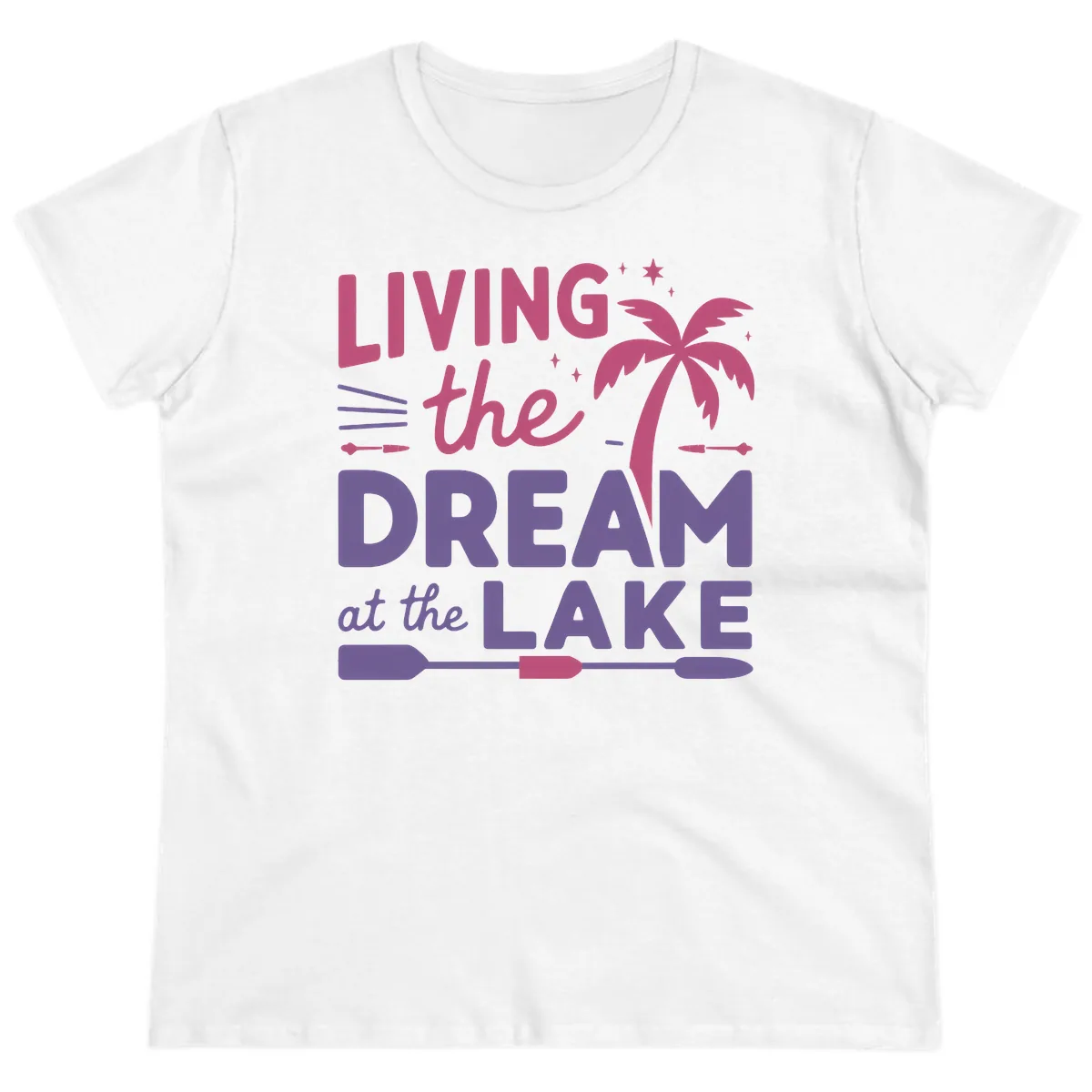 Living The Dream At The Lake Ladies Tee in White