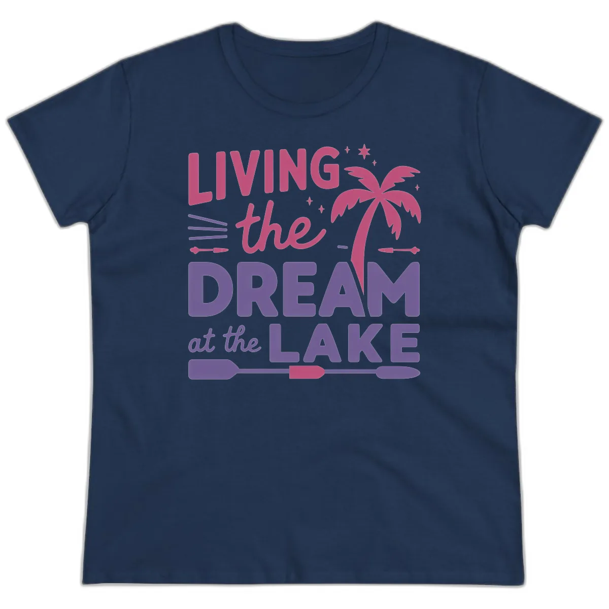 Living The Dream At The Lake Ladies Tee in Navy
