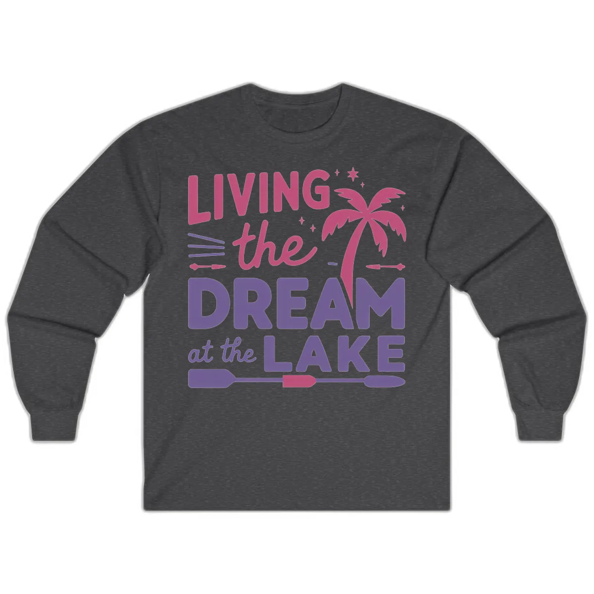 Living The Dream At The Lake Long Sleeve in Dark Heather