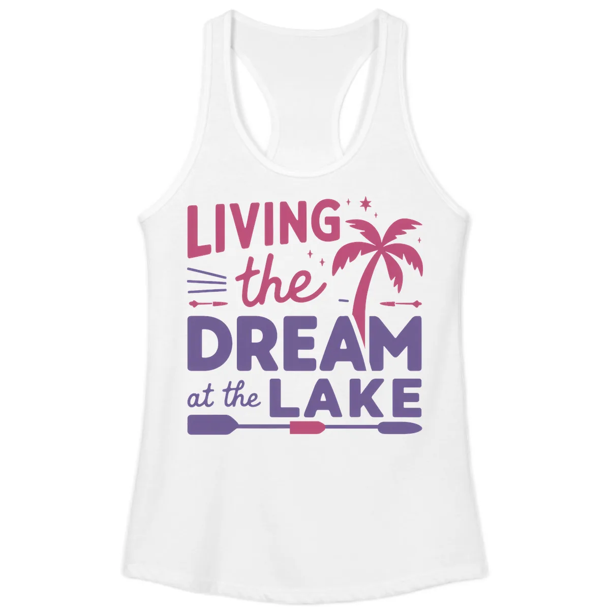 Living The Dream At The Lake Ladies Tank in White
