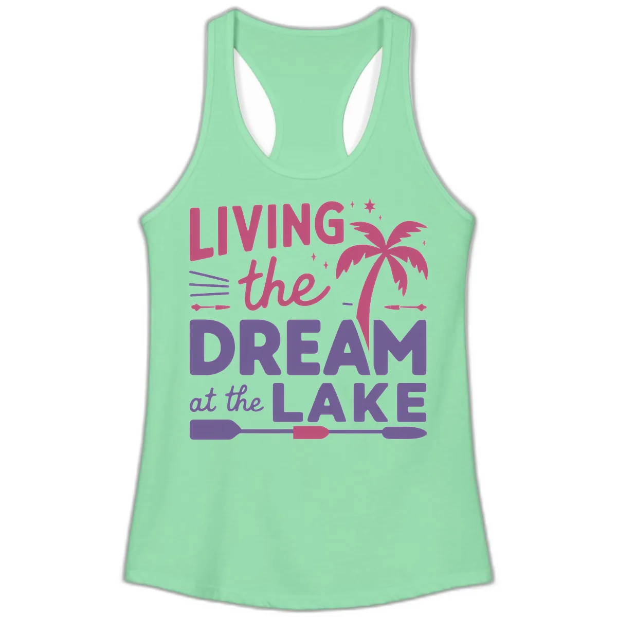 Living The Dream At The Lake Ladies Tank in Solid Mint