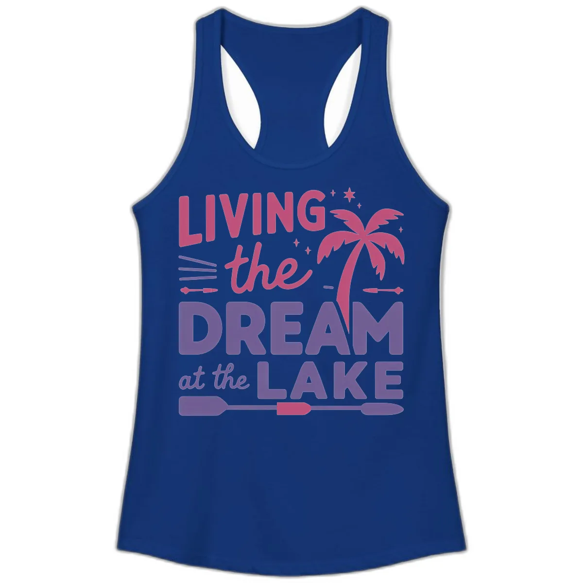 Living The Dream At The Lake Ladies Tank in Solid Royal