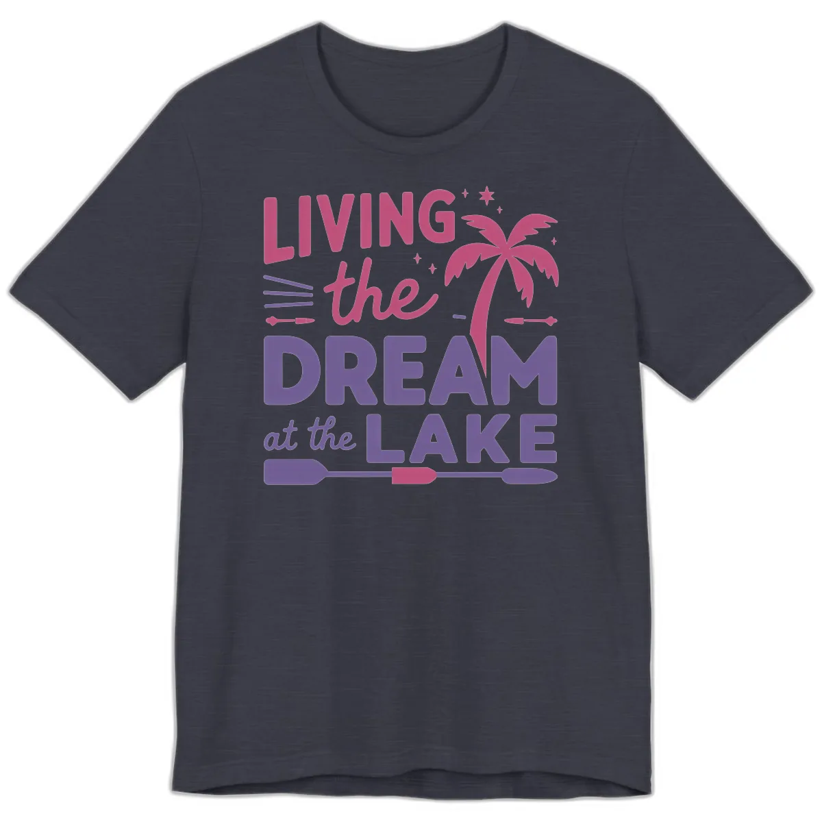 Living The Dream At The Lake Premium T-Shirt in Heather Midnight Navy
