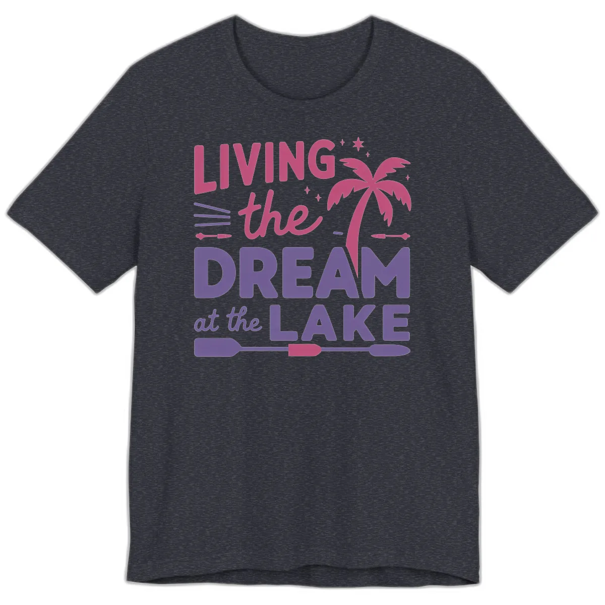 Living The Dream At The Lake Premium T-Shirt in Heather Navy