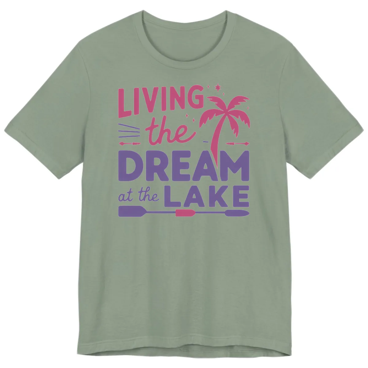 Living The Dream At The Lake Premium T-Shirt in Sage