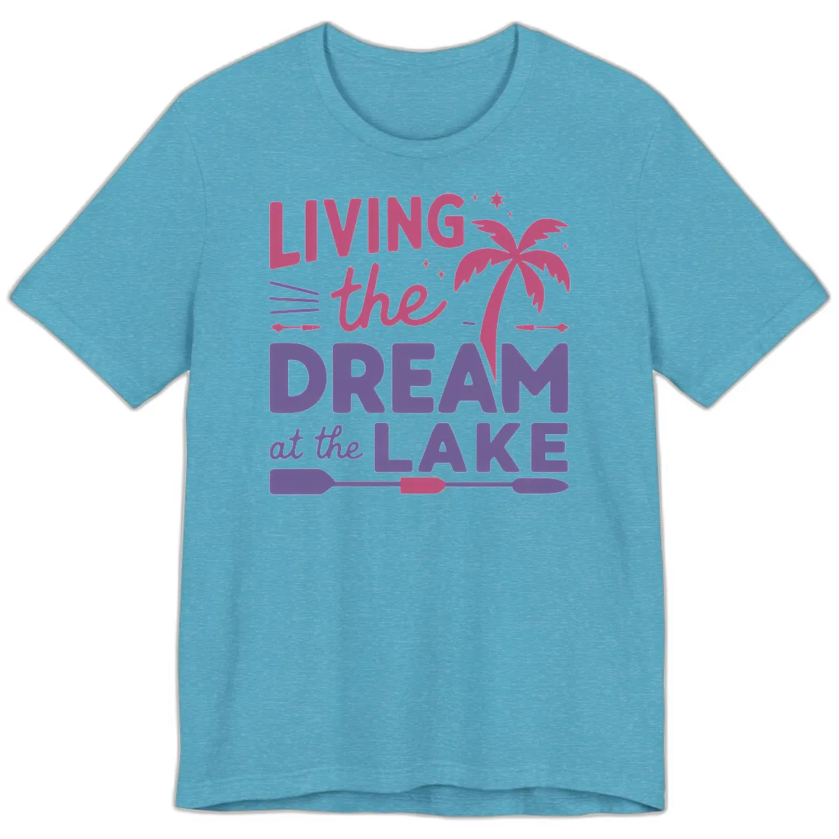 Living The Dream At The Lake Premium T-Shirt in Heather Aqua