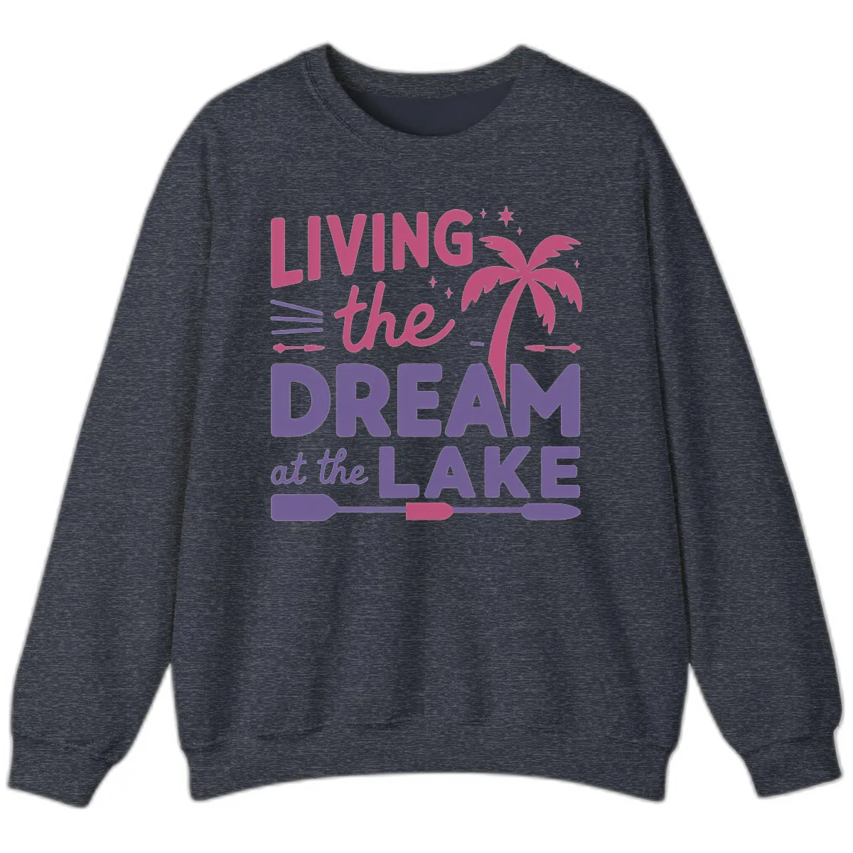 Living The Dream At The Lake Sweatshirt in Heather Sport Dark Navy