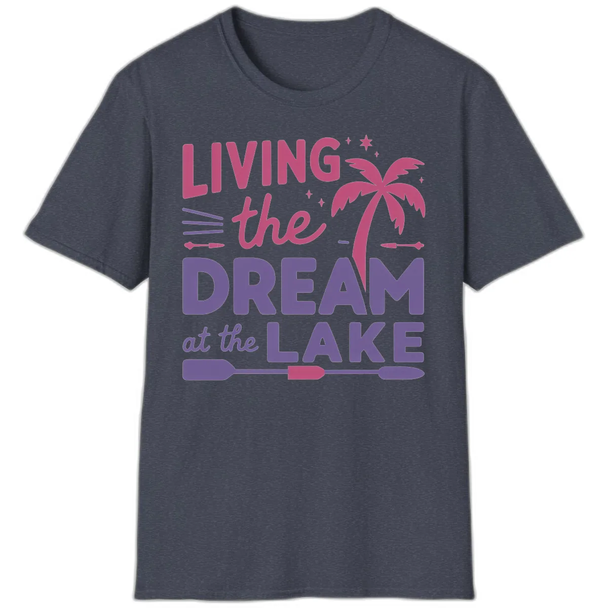 Living The Dream At The Lake T-Shirt in Heather Navy