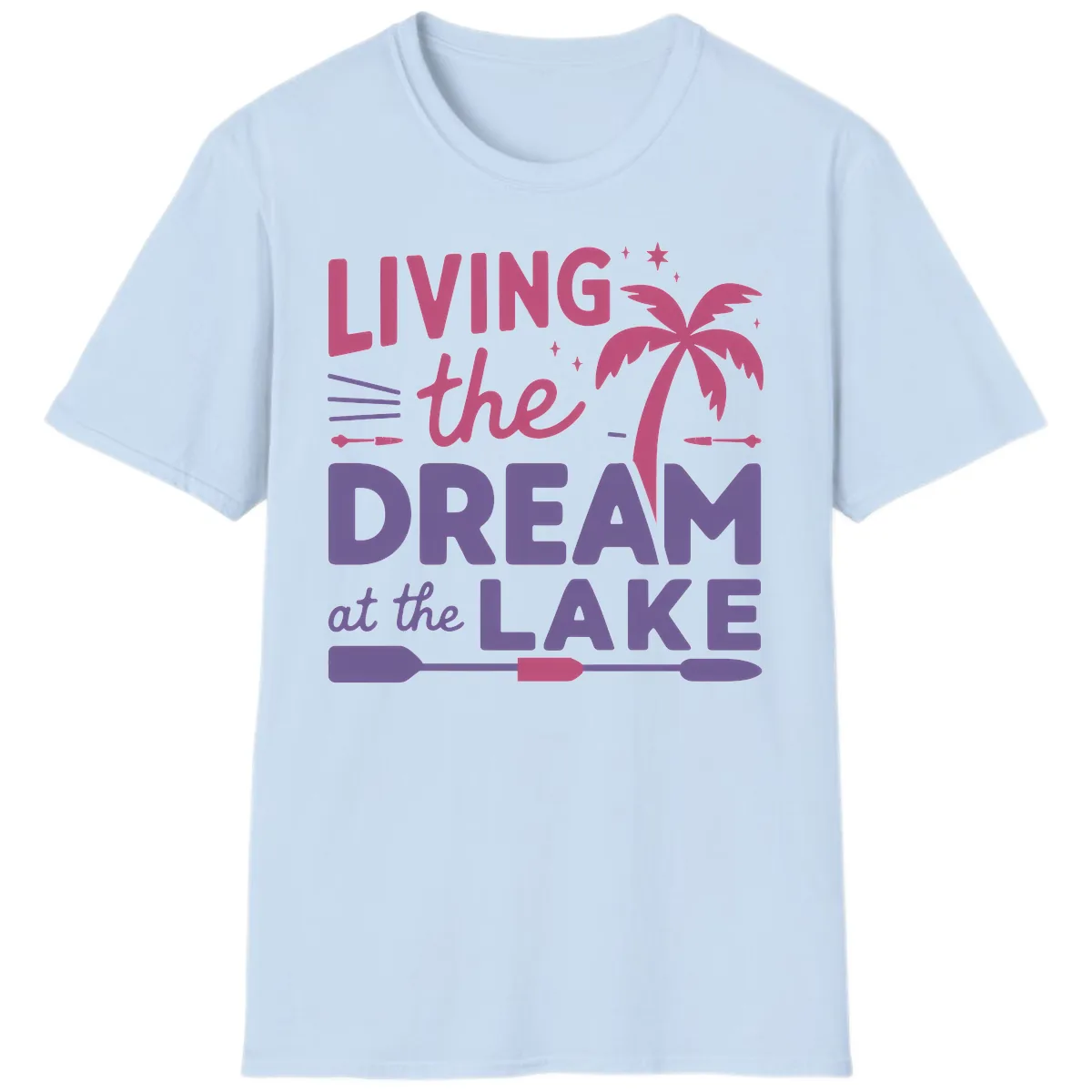 Living The Dream At The Lake T-Shirt in Light Blue