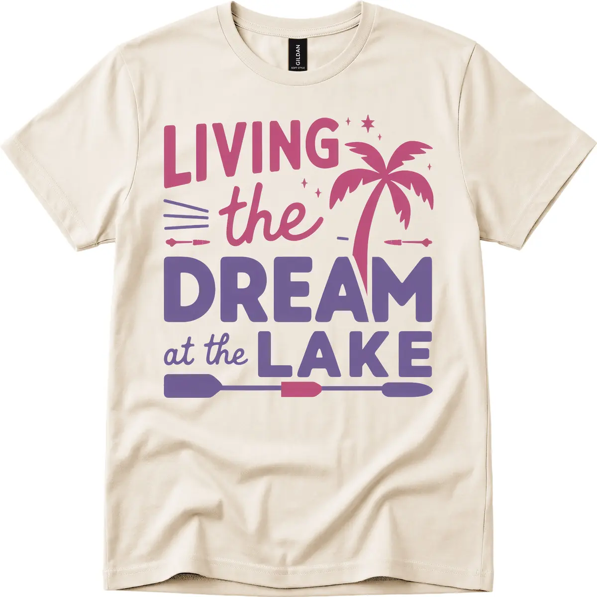 Living The Dream At The Lake T-Shirt in Natural