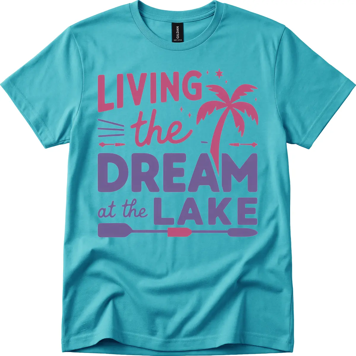Living The Dream At The Lake T-Shirt in Tropical Blue