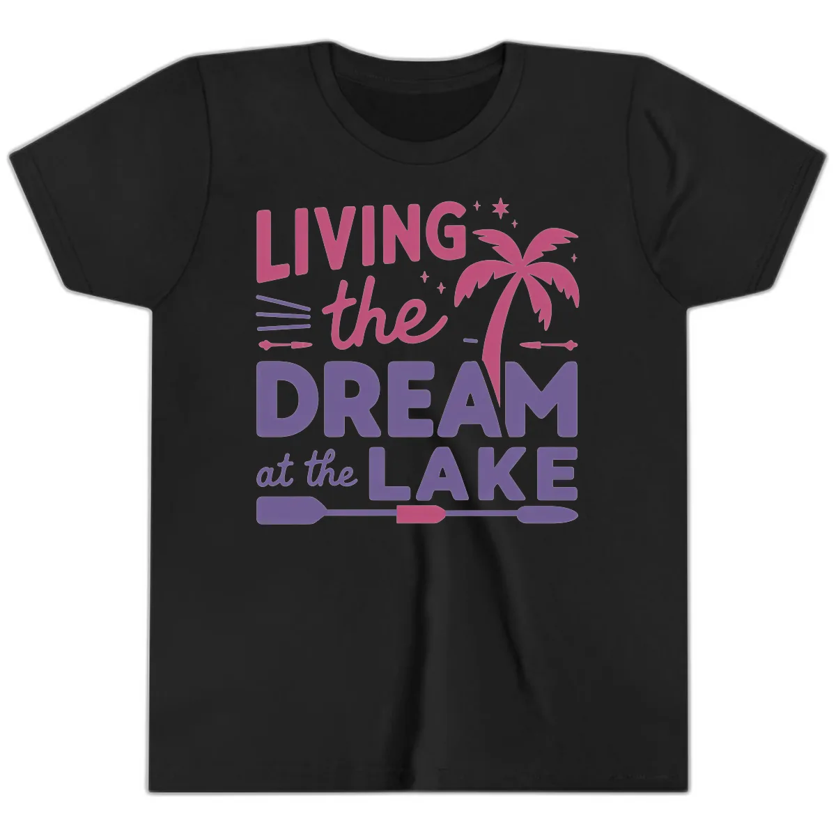 Living The Dream At The Lake Youth T-Shirt in Black