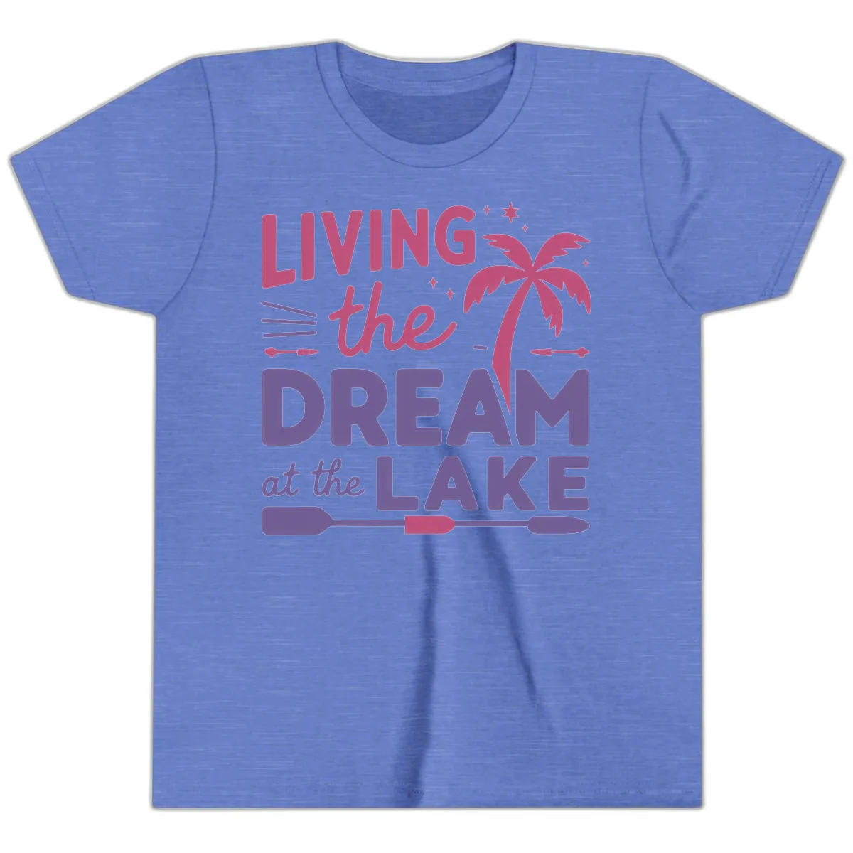 Living The Dream At The Lake Youth T-Shirt in Heather Columbia Blue