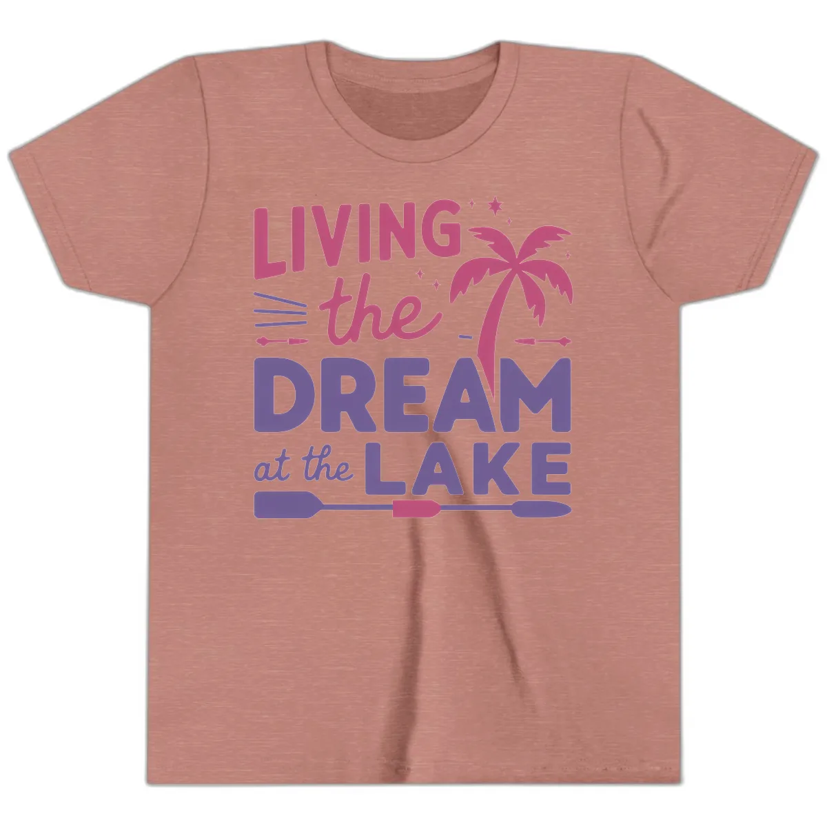 Living The Dream At The Lake Youth T-Shirt in Heather Mauve