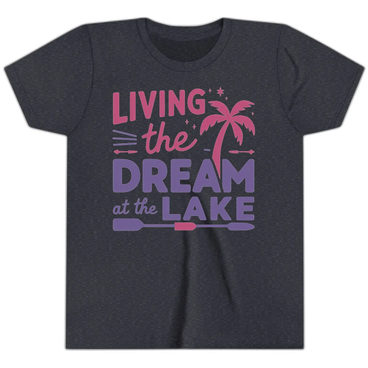 Living The Dream At The Lake Youth T-Shirt in Heather Navy