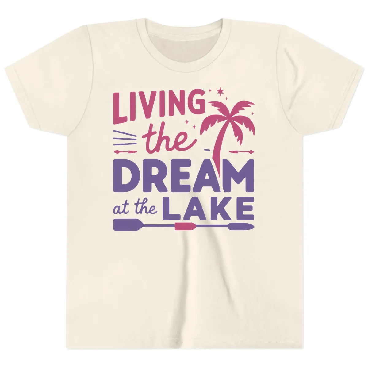 Living The Dream At The Lake Youth T-Shirt in Natural