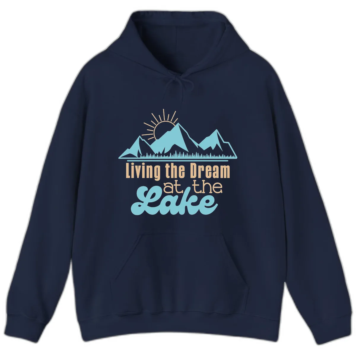 Living The Dream At The Lake Hoodie in Navy