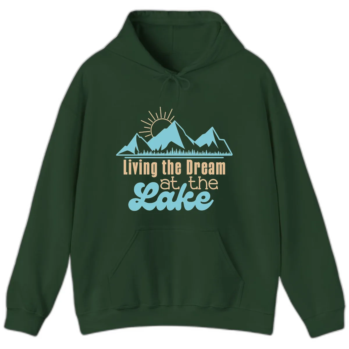 Living The Dream At The Lake Hoodie in Forest Green