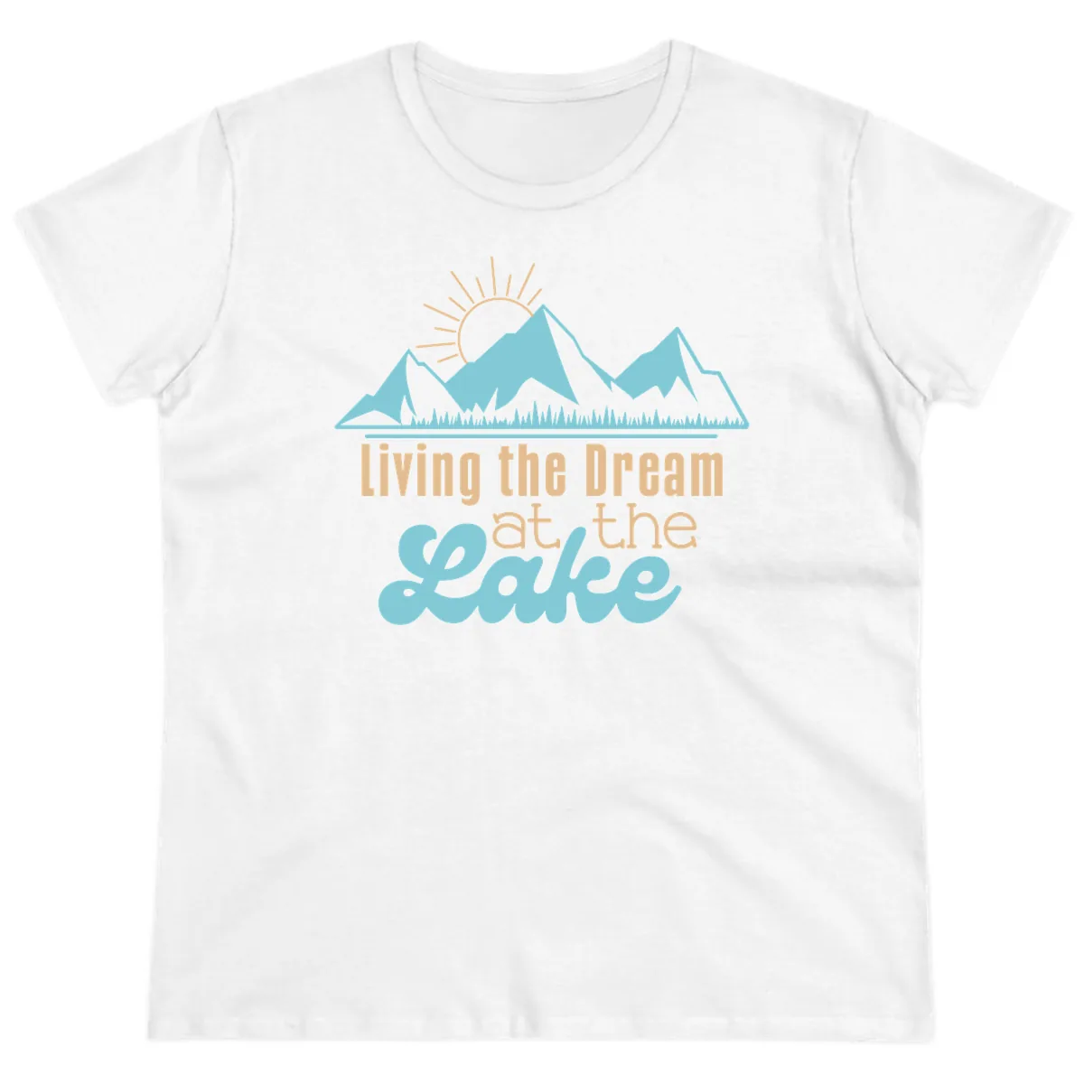 Living The Dream At The Lake Ladies Tee in White