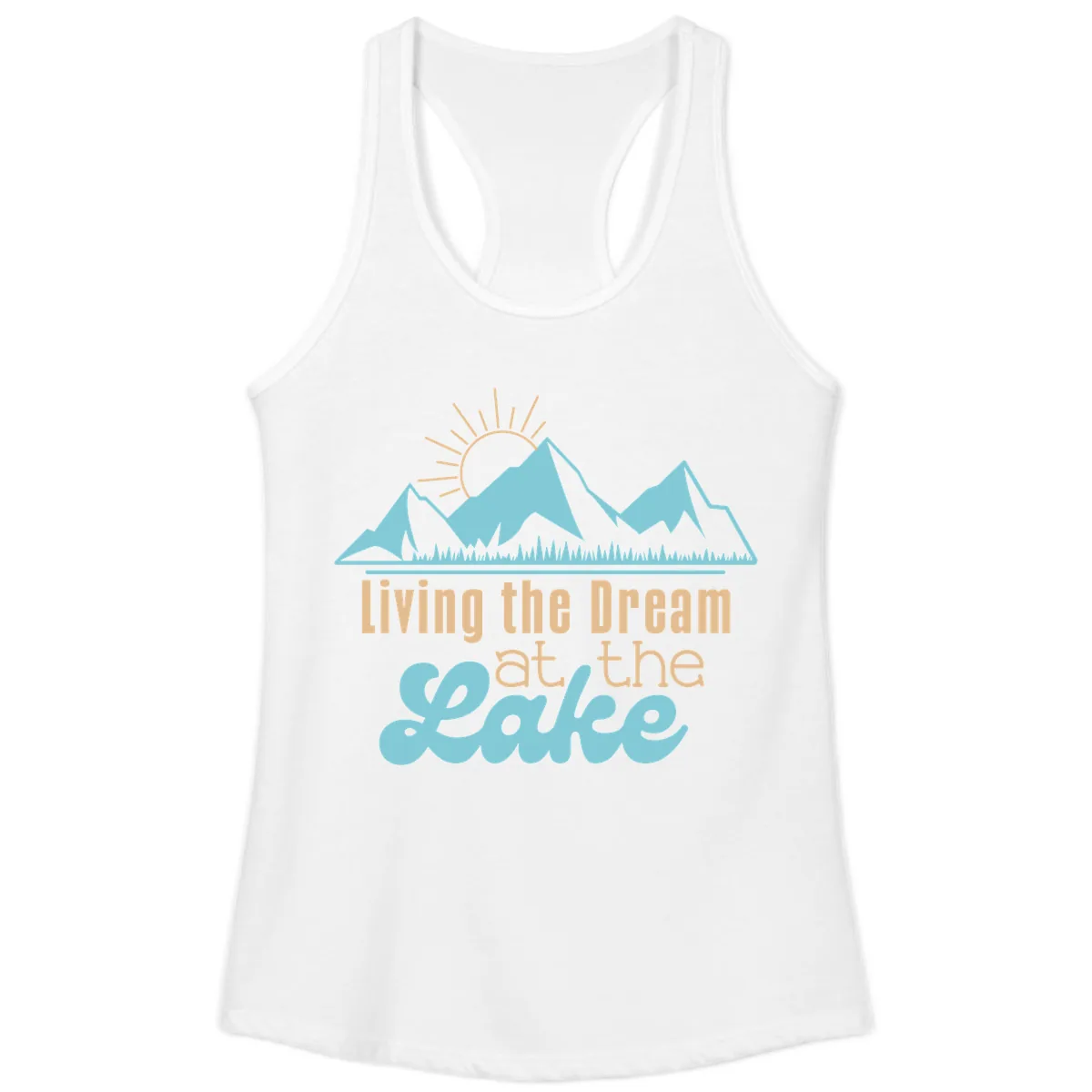 Living The Dream At The Lake Ladies Tank in White