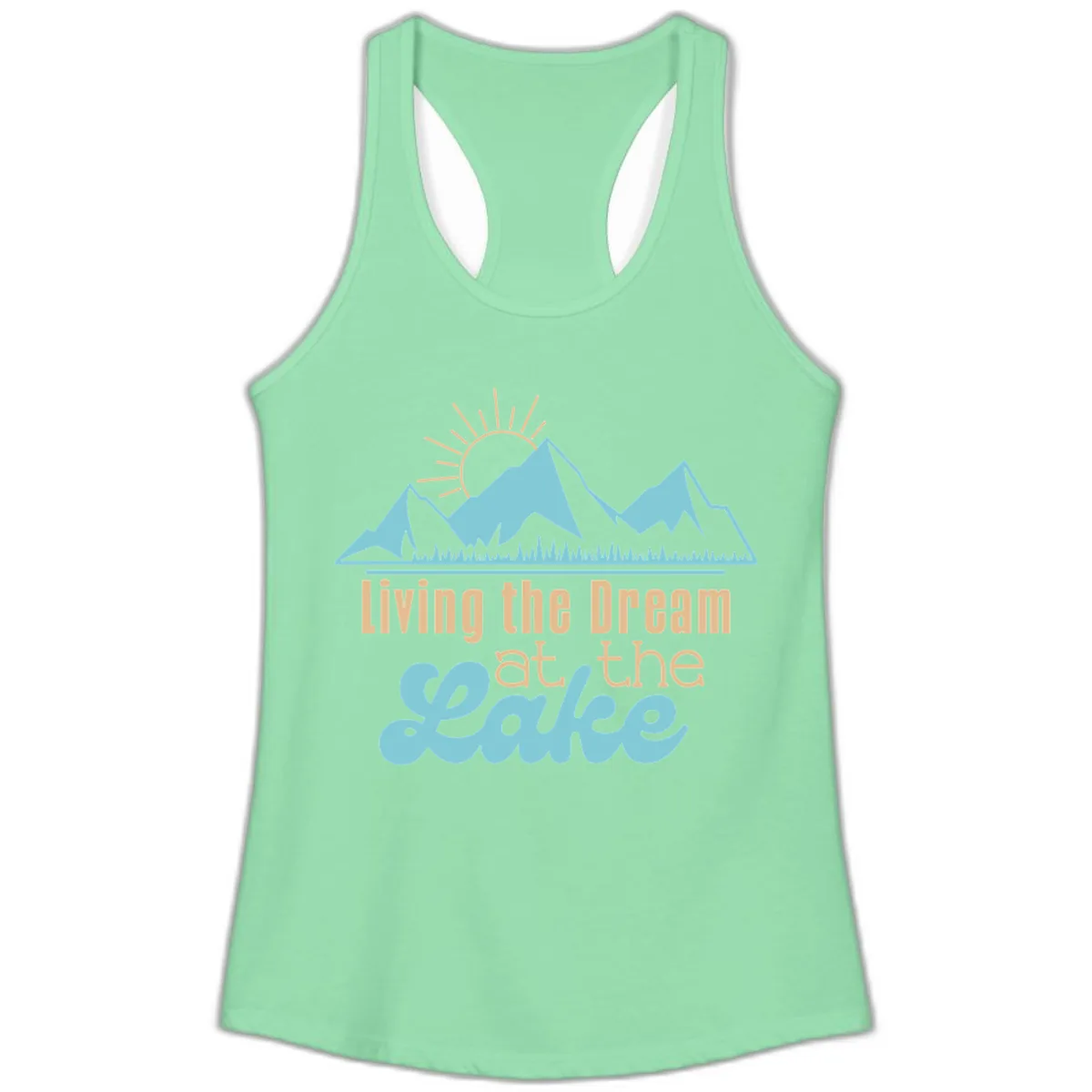 Living The Dream At The Lake Ladies Tank in Solid Mint