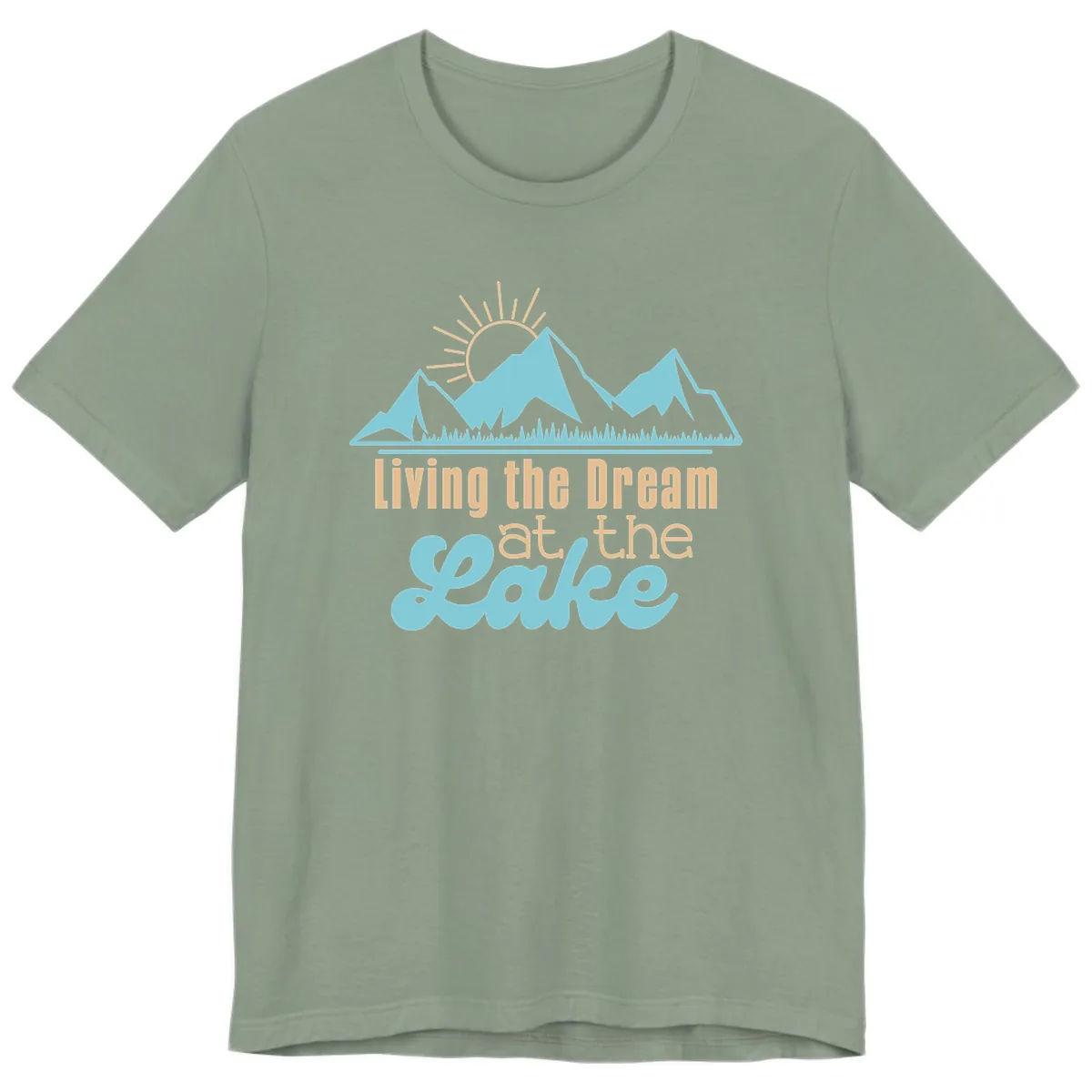 Living The Dream At The Lake Premium T-Shirt in Sage