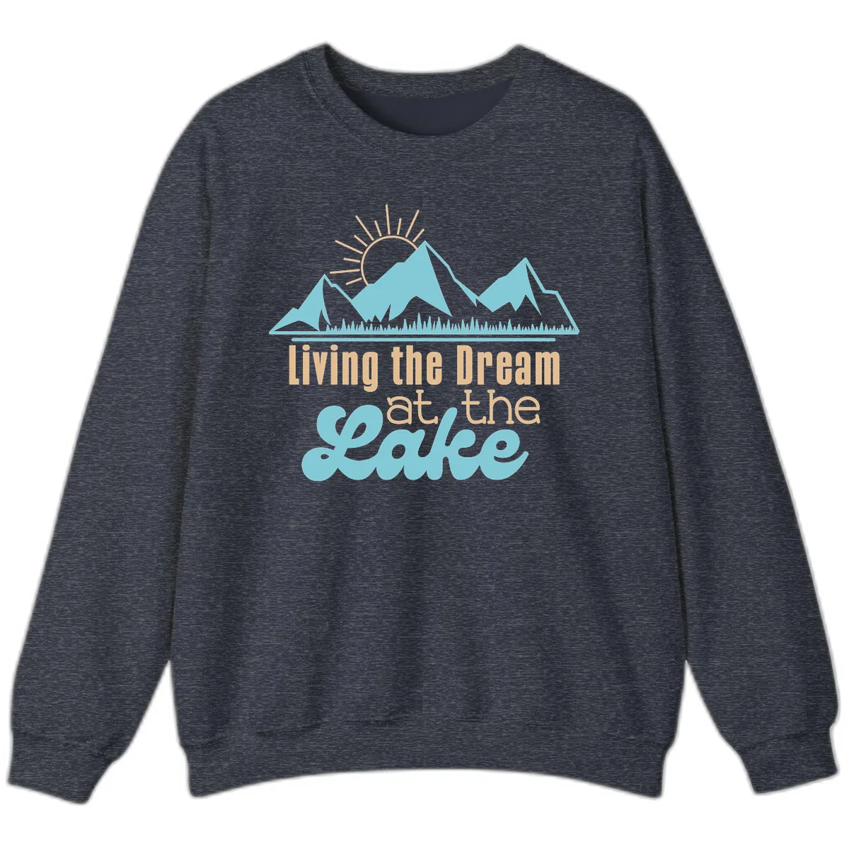 Living The Dream At The Lake Sweatshirt in Heather Sport Dark Navy