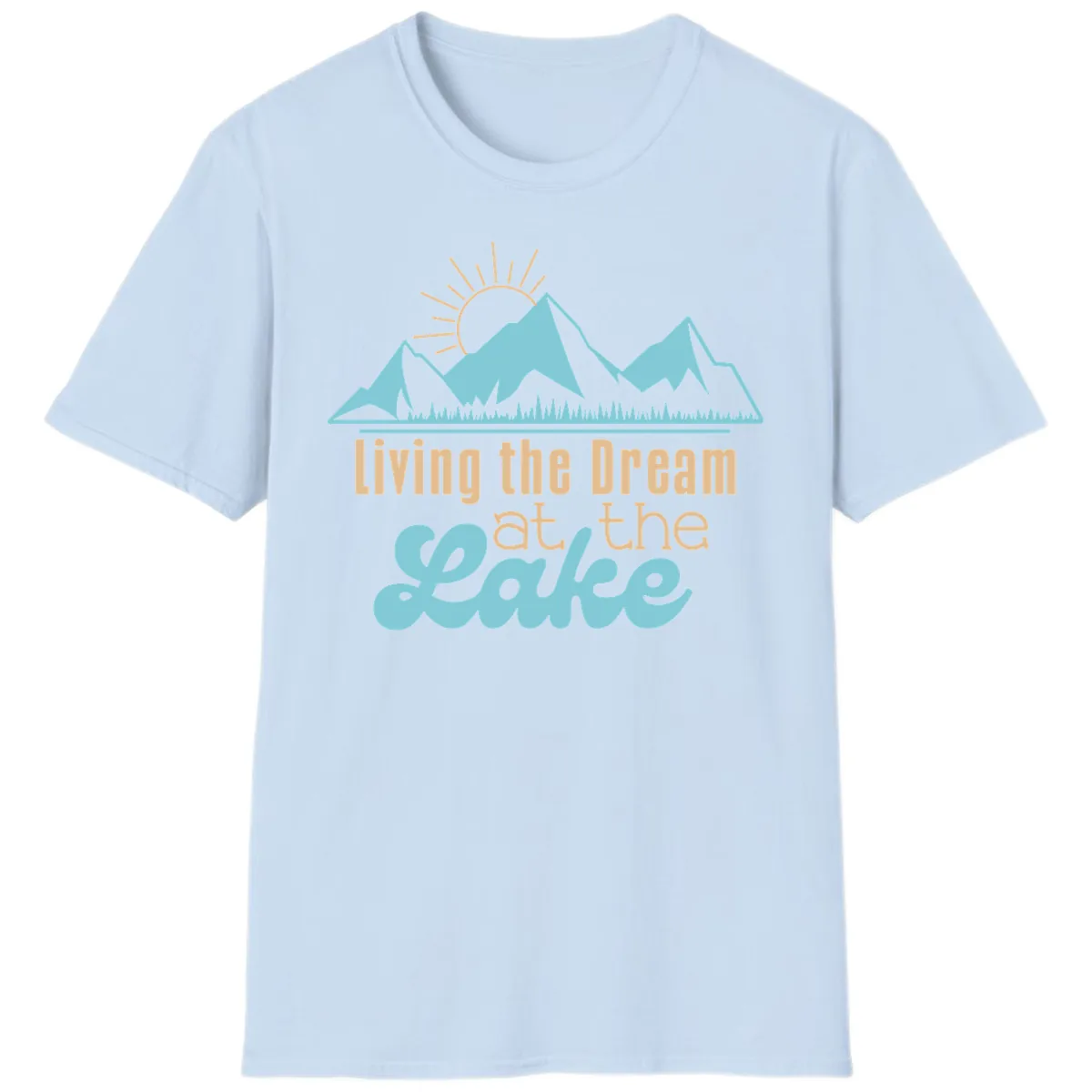 Living The Dream At The Lake T-Shirt in Light Blue